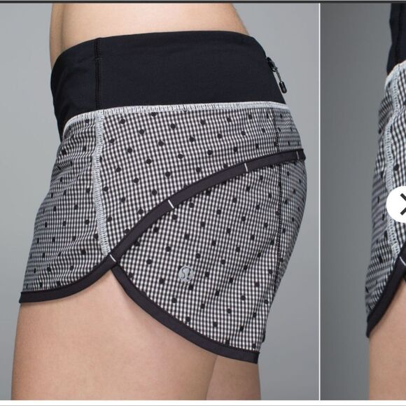 Rare Lululemon Run Speed Short Dottie Eighth Gingham white black size 10 - Picture 10 of 12